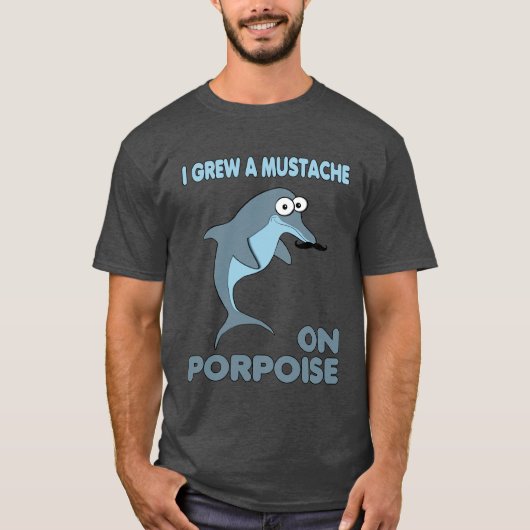 Mustache Dolfijn op bruinvis T-shirt (Voorkant)