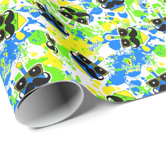 Mustache Dreidel Wrap Cadeaupapier (Rol Hoek)