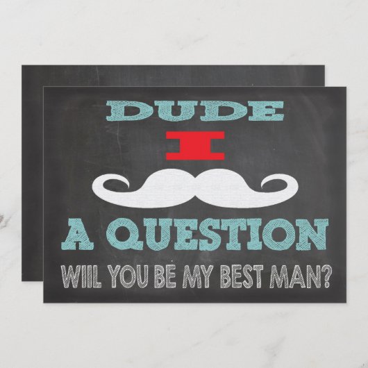 Mustache Dude, wil je mijn beste man zijn? Kaart (Voorkant / Achterkant)