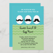 Mustache Easter Eggs Invitation Kaart (Voorkant / Achterkant)