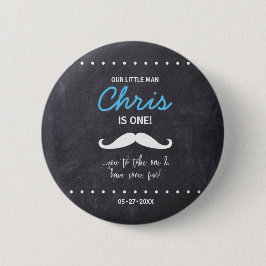 Mustache eerste verjaardag, Chalkboard achtergrond Ronde Button 5,7 Cm