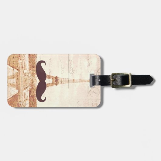 Mustache Eiffel Tower Bagagelabel (Voorkant horizontaal)