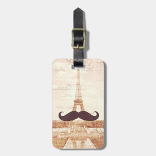 Mustache Eiffel Tower Bagagelabel