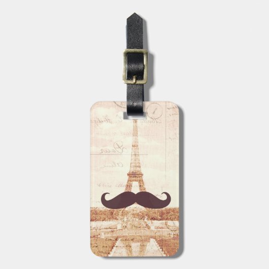 Mustache Eiffel Tower Bagagelabel (Voorkant verticaal)