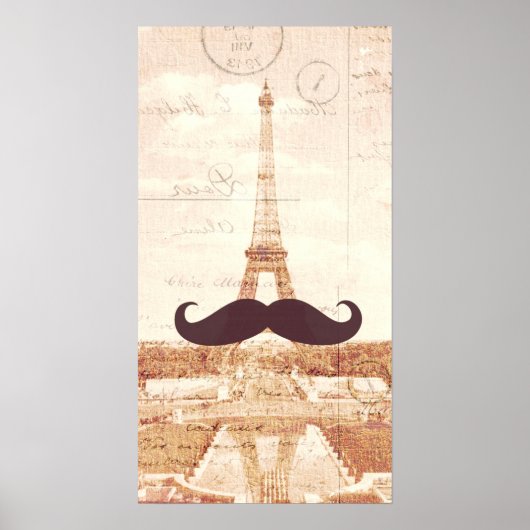 Mustache Eiffel Tower Poster (Voorkant)
