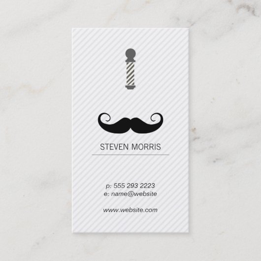 Mustache en Barber Blade en Barber Pole Visitekaartje (Voorkant)