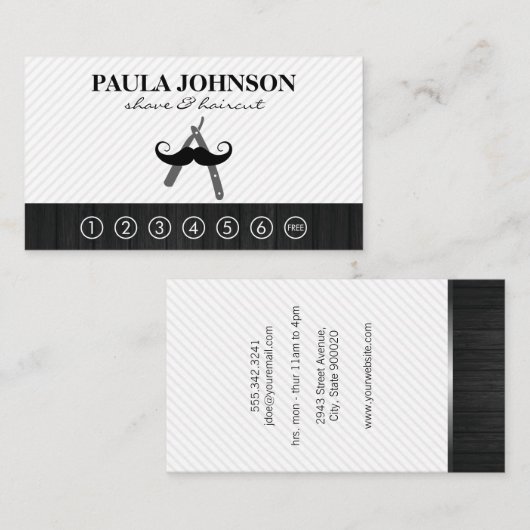 Mustache en Barber Blade Punch Card Visitekaartje (Voorkant / Achterkant)