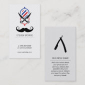 Mustache en Barber Pole Schaar Visitekaartje (Voorkant / Achterkant)