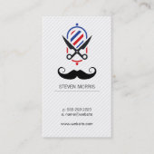 Mustache en Barber Pole Schaar Visitekaartje (Voorkant)