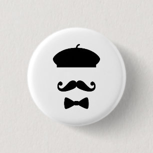 Mustache en Beret Pictogram Button