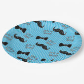 Mustache en Bowtie Blue Baby shower Borden Papieren Bordje (Gekanteld)
