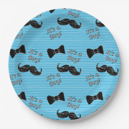 Mustache en Bowtie Blue Baby shower Borden Papieren Bordje