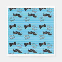 Mustache en Bowtie Blue Party Luncheon Napkins