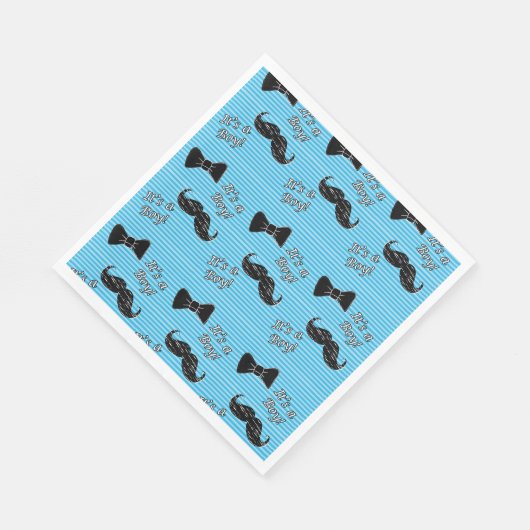 Mustache en Bowtie Blue Party Luncheon Napkins Servet (Hoek)
