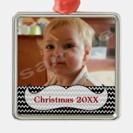 Mustache en Chevron Photo Ornament