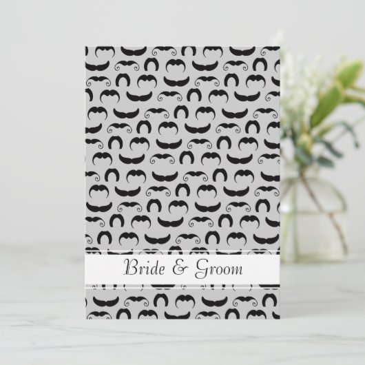 Mustache en Lip Bruiloft Kaart (Staand voorkant)