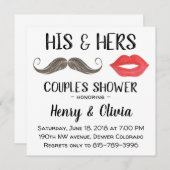 Mustache en Lippen Koppels Douche uitnodiging (Voorkant / Achterkant)