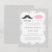 Mustache en Lips Grey Gender onthullen Baby shower Kaart (Voorkant / Achterkant)