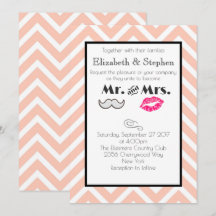 Mustache en Lips Mr en Mrs Peach Wedding