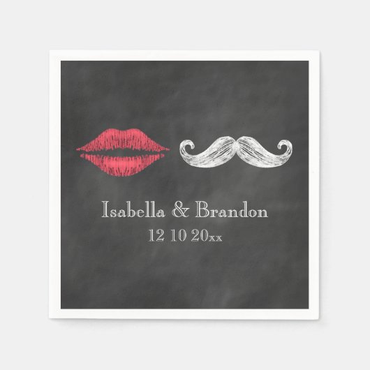 Mustache en Lips Napkin Servet (Voorkant)