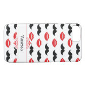 Mustache en Lips Red & Black Pattern Case-Mate iPhone Case (Achterkant (Horizontaal))