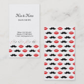 Mustache en Lips Red & Black Pattern Visitekaartje (Voorkant / Achterkant)