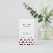 Mustache en Lips Red & Black Pattern Visitekaartje (Staand voorkant)