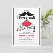 Mustache en lips Retro Gender onthulling Baby show Kaart (Staand voorkant)
