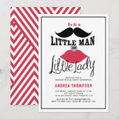 Mustache en lips Retro Gender onthulling Baby show Kaart (Voorkant / Achterkant)