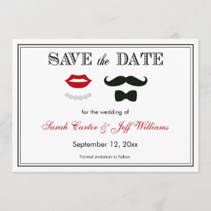 Mustache en Lips sparen de Datumkaarten Save The Date