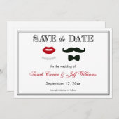  Mustache en Lips sparen de Datumkaarten Save The Date (Voorkant / Achterkant)