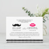 Mustache en Lips Weddenschap Blk Text Kaart (Staand voorkant)
