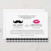 Mustache en Lips Weddenschap Blk Text Kaart (Voorkant / Achterkant)
