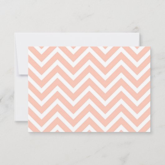 Mustache en Lips Wedding RSVP op Peach Chevron (Achterkant)