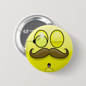 Mustache en Monocle Smilie Button (Voorkant /achterkant)