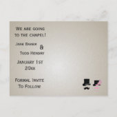 Mustache en Top Hat Save The Date Kaart (Achterkant)