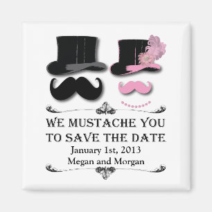 Mustache en top Hat sparen de Datum Magnet