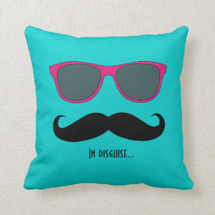Mustache en zonnebrillen Roze Blauwgroen Kussen