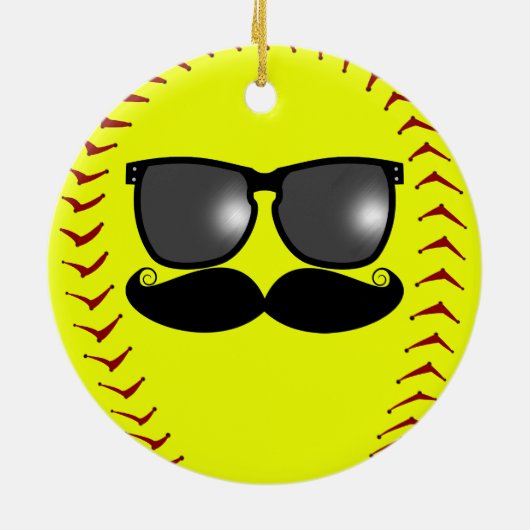 Mustache Fastpitch Softball Ornament (Achterkant)