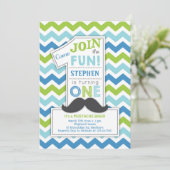 Mustache First Birthday Invitation, Little Man Kaart (Staand voorkant)