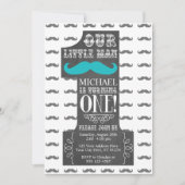Mustache First Birthday Uitnodiging met Enveloppen (Voorkant)