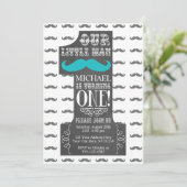 Mustache First Birthday Uitnodiging met Enveloppen (Staand voorkant)