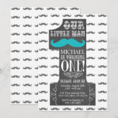 Mustache First Birthday Uitnodiging met Enveloppen (Voorkant / Achterkant)