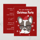 Mustache French Bulldog Kerstparty Uitnodiging (Voorkant / Achterkant)