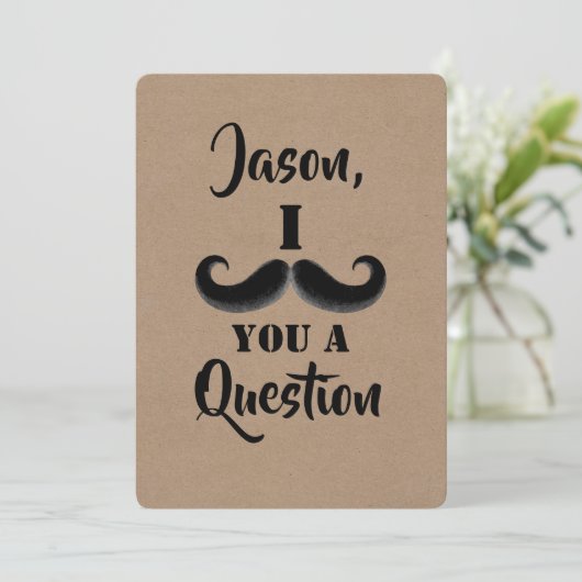 Mustache Funny Groomsman of Best Man proposal Kaart (Staand voorkant)