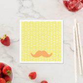 Mustache Geel Sinaasappel Hipster Trendy Retro Fun Servet (Insitu)