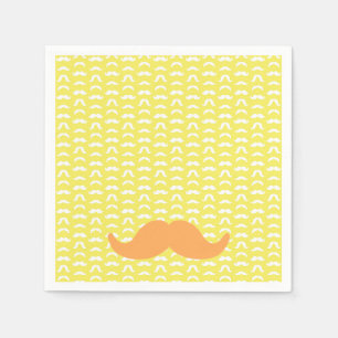 Mustache Geel Sinaasappel Hipster Trendy Retro Fun Servet