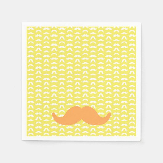 Mustache Geel Sinaasappel Hipster Trendy Retro Fun Servet (Voorkant)