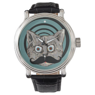mustache gekke kat horloge