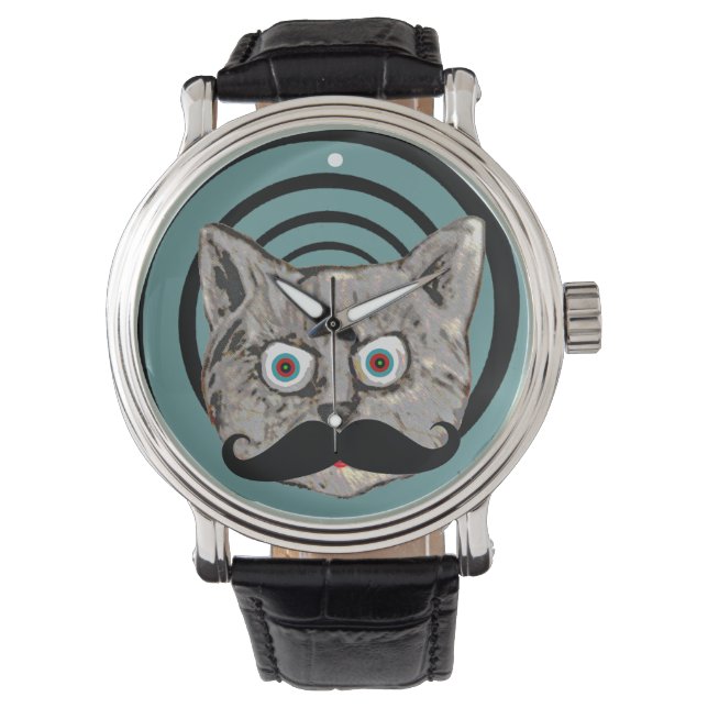 mustache gekke kat horloge (Voorkant)